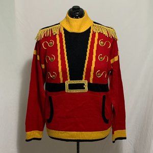 Ugly Christmas Sweater Nutcracker Solider Uniform Pocket Tassels Men Women S